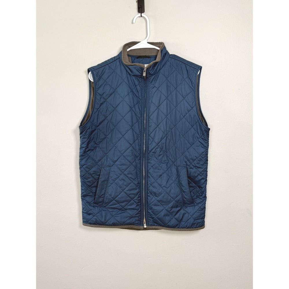 Peter Millar Essex Quilted Vest Mens Small Navy Blue Quilted Fleece Windproof